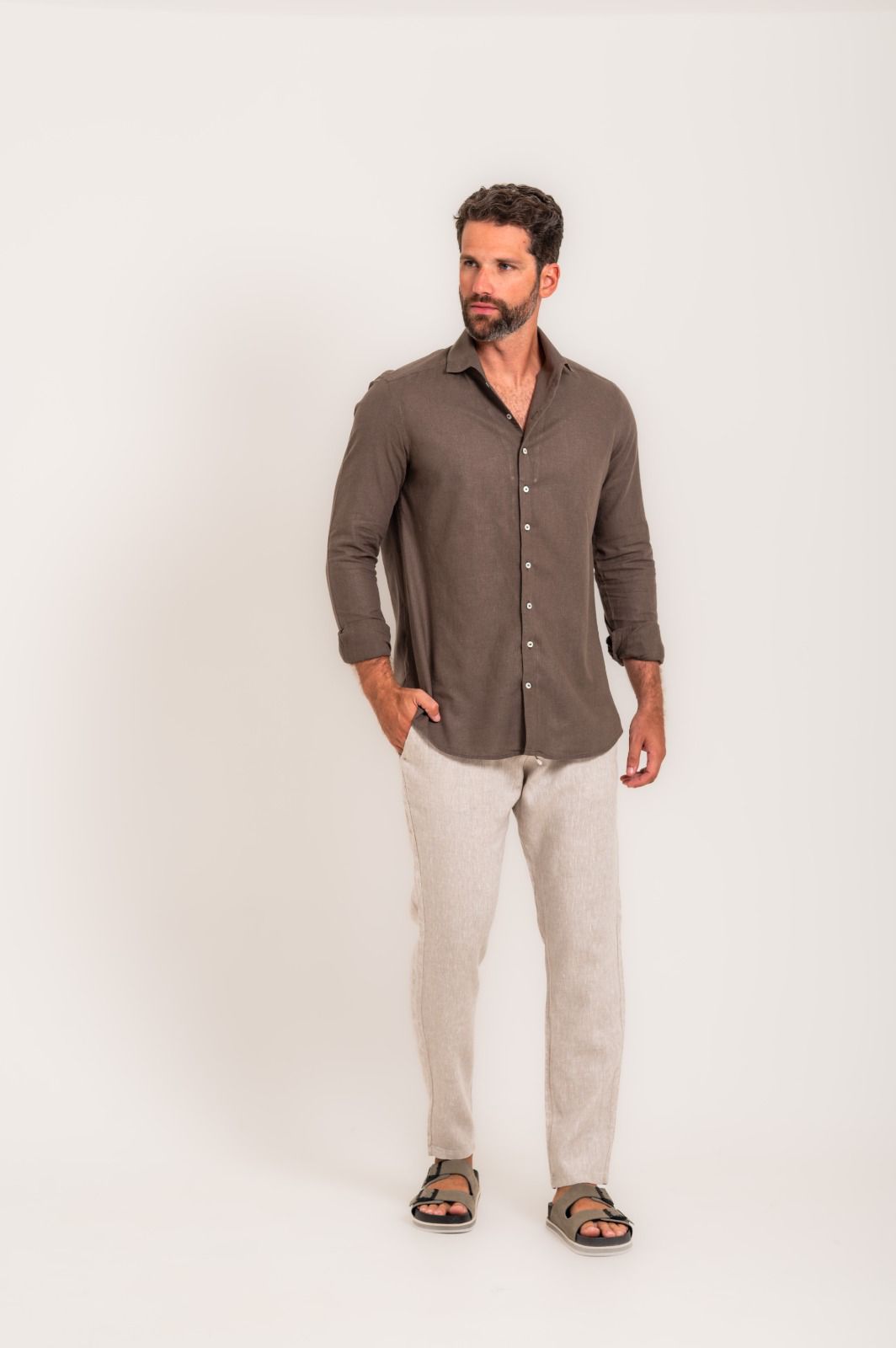 Camisa Positano Manga Longa Verde Musgo - Imagem 4