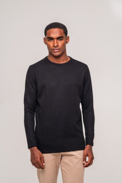 Camisa Abbraccio Tricot Manga Longa Preta