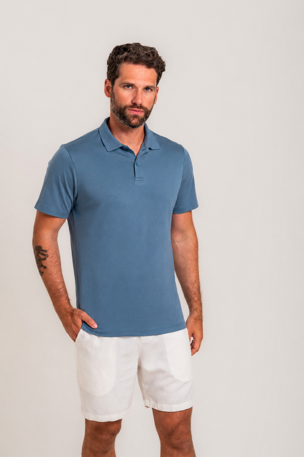 Camisa Polo Lyon Gold Azul Petróleo