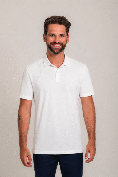 Camisa Polo Lyon Gold Off White