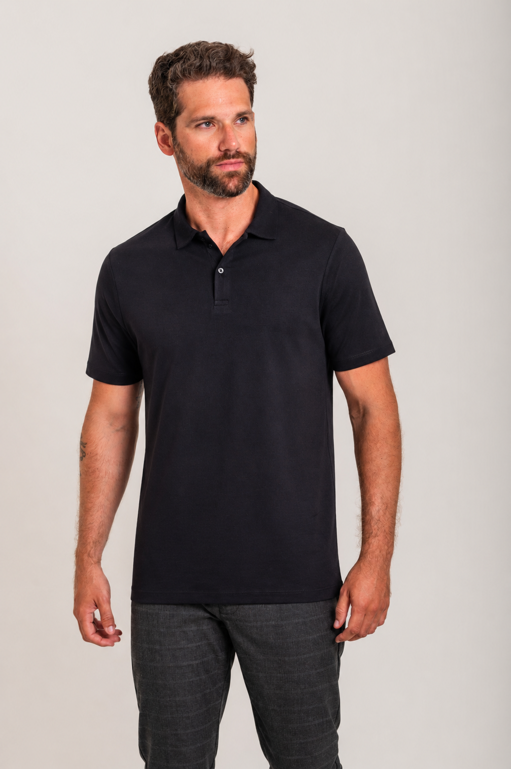 Camisa Polo Lyon Gold Preta